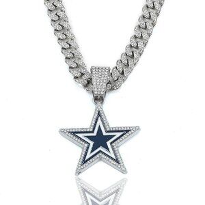 Zinc Alloy Rhinestone Star Necklace Hip Hop Statement Chain